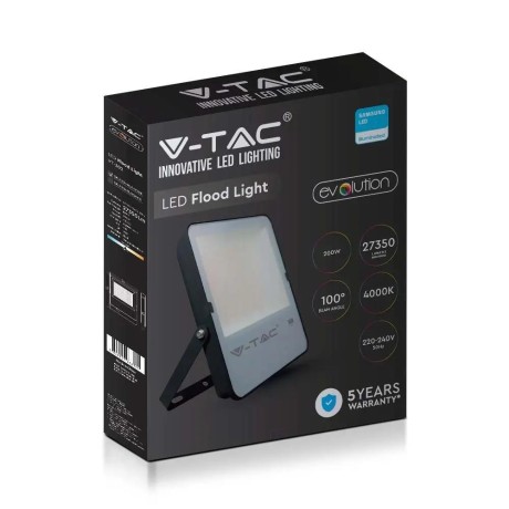 Projektor LED V-TAC 200W SAMSUNG CHIP Czarny 137LM/W VT-302 4000K 27350lm 5 Lat Gwarancji