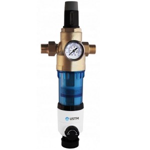 WF34 Aqwell USTM self-rinse filter with pressure regulator and pressure gauge