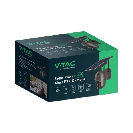 Kamera Zewnętrzna V-TAC 4G LTE HD SMART Solarna Obrotowa PTZ IR Czarna VT-11024-4G 2 Lata Gwarancji