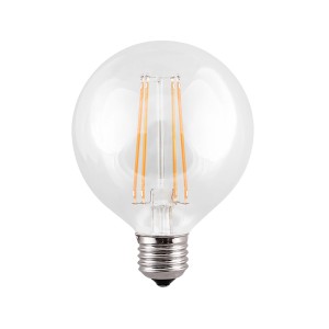 6.5 W filament LED bulb with an E27 thread and a warm light color of 2700K (sphere)
