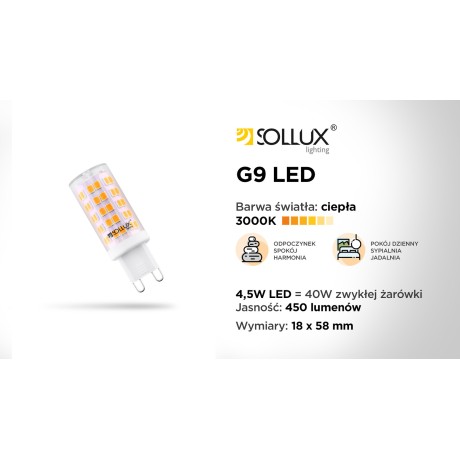 Żarówka LED G9 3000K 4,5W 450lm