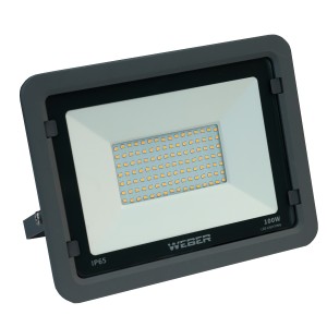 100W LED floodlight / projector with neutral light color (4000K) - gray color.