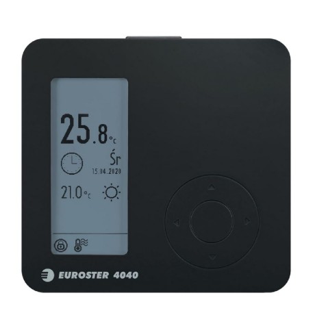 Regulator temperatury tygodniowy (przewodowy) Euroster 4040 - kolor czarny