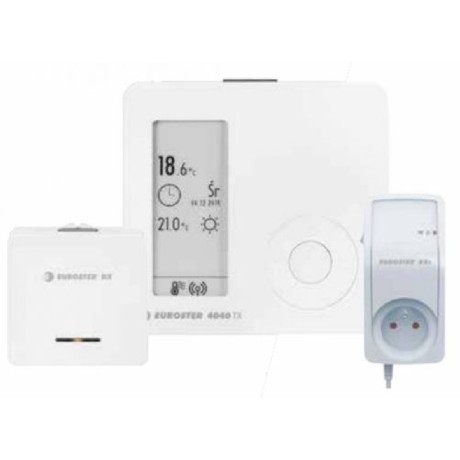 Weekly temperature controller, wireless Euroster 4040TXRXG with an additional socket - white color.