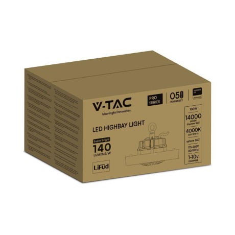 Oprawa V-TAC LED High Bay SAMSUNG CHIP LIFUD DRIVER 100W VT-9-111 4000K 14000lm 5 Lat Gwarancji