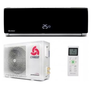 CHIGO Panel 180 Black Pro 2.6 kW split wall air conditioner with outdoor unit + accessories