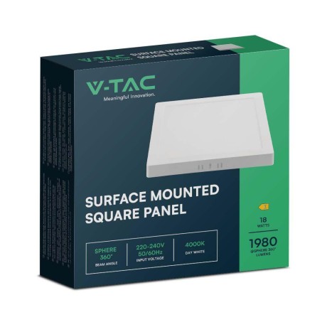 Panel LED V-TAC Natynkowy Premium Downlight 18W Kwadrat 220x220 VT-61018 4000K 1980lm