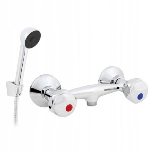 Standard wall-mounted shower mixer with shower set, chrome