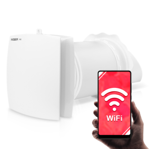AV-TTW6-W wall air recuperator with remote control and Wi-Fi.