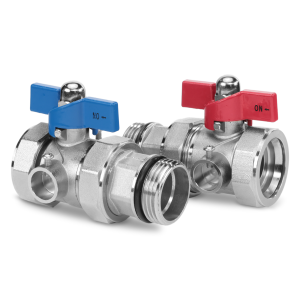 2 straight ball valves with thermometer, screw 1'' set to manifold.