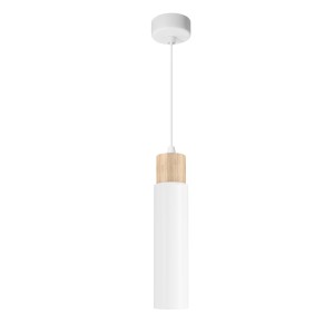 Claro lampa wisząca biały 1x15W GU10 klosz biały+drewniany