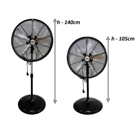 AIRFORTE industrial standing fan by Daxton Fan (black) with adjustable height.