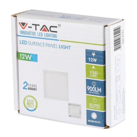 Panel LED Natynkowy V-TAC Premium 12W Kwadrat VT-1205SQ 6000K 900lm