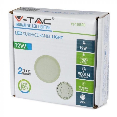 Panel LED Natynkowy V-TAC Premium 12W Okrągły VT-1205RD 4000K 900lm