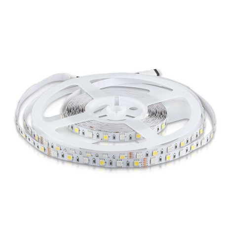 Taśma LED V-TAC SMD5050 300LED RGBW A++ 12V IP20 9W/m VT-5050 3000K+RGB 900lm