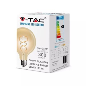 Żarówka LED V-TAC 5W Filament E27 G125 Złota VT-2085 2200K 300lm