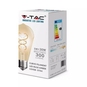 Żarówka LED V-TAC 5W E27 Filament Złota ST64 VT-2065 2200K 300lm