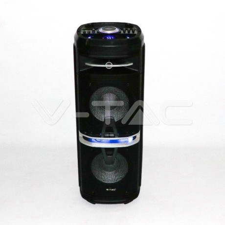Głośnik Przenośny V-TAC 120W Mikrofon Bezprzewodowy i Przewodowy 2 Głośniki, RGB, PILOT, na kółkach VT-6210-2