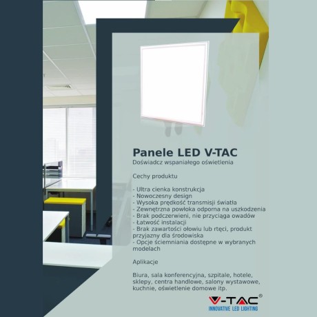 Panel LED V-TAC 40W 600x600 PMMA 120lm/W VT-6060 6400K 4950lm