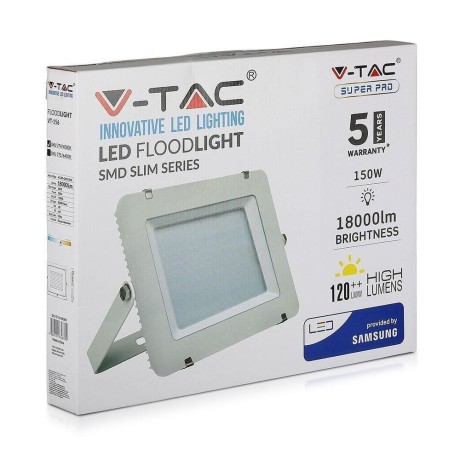 Projektor LED V-TAC 150W SAMSUNG CHIP SLIM Biały 120lm/W VT-156 4000K 18000lm 5 Lat Gwarancji