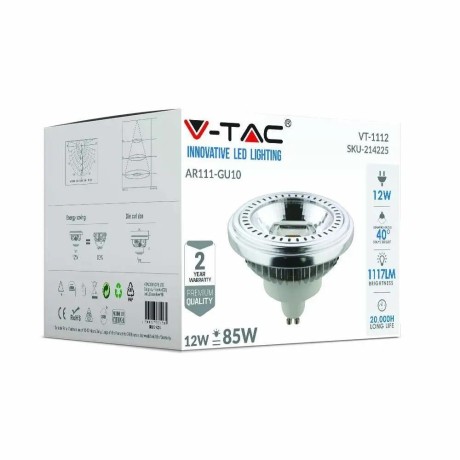 Żarówka LED V-TAC AR111 12W GU10 230V 40st COB VT-1112 6400K 1117lm