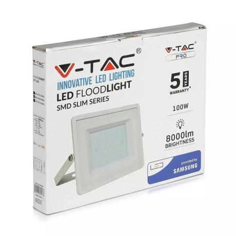 Projektor LED V-TAC 100W SAMSUNG CHIP Biały VT-100 4000K 8000lm 5 Lat Gwarancji