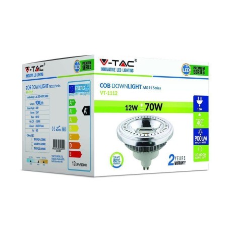 Żarówka LED V-TAC AR111 12W GU10 230V 40st COB VT-1112 6000K 900lm