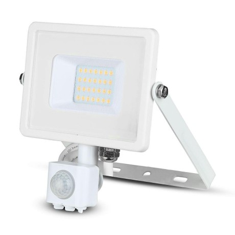 Projektor LED V-TAC 20W SAMSUNG CHIP Czujnik Ruchu Funkcja Cut-OFF Biały VT-20-S 3000K 1600lm 5 Lat Gwarancji