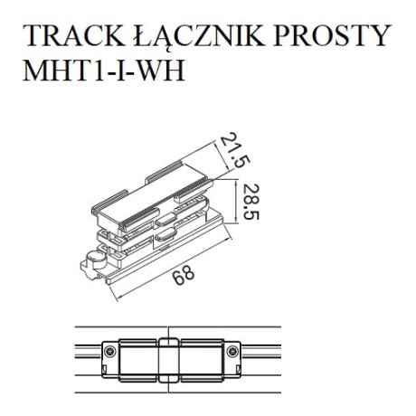 Mht1-p1-bk track uchwyt do szyn krótki czarny