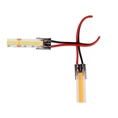 Konektor Złączka Taśm LED V-TAC Przeźroczysta Z przewodami Gęste/Zwykłe/COB 8mm