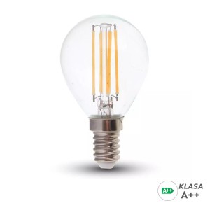 Żarówka LED V-TAC 6W Filament E14 Kulka P45 Przeźroczysta VT-2486 3000K 800lm