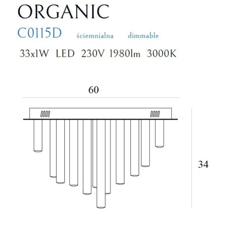 Plafon organic 33x1 chrom ściemnialny