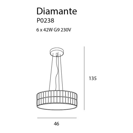 Lampa wisząca diamante duża 46 cm