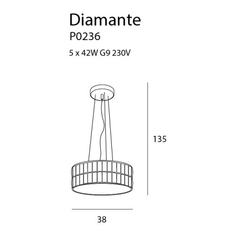 Lampa wisząca diamante mała 38 cm