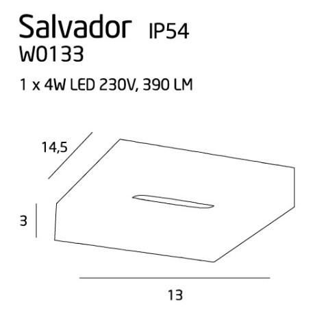 Kinkiet salvador ip54, 1 x 4w