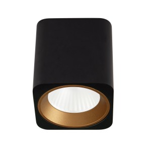 Lampa sufitowa tub kwadrat czarny + pierścień ozdobny złoty