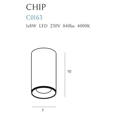 Lampa sufitowa chip czarny 4000k 8w