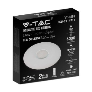 Plafon Sufitowy V-TAC 60W LED Pilot CCT fi.500 Gwiazdy VT-8556 2700K-6400K 6000lm