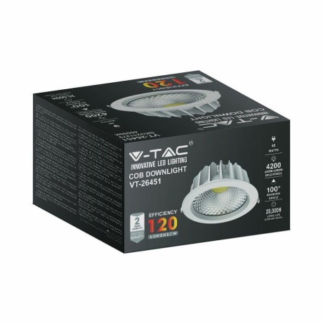 Oprawa LED V-TAC 40W COB Downlight 120Lm/W VT-26451 4000K 4200lm