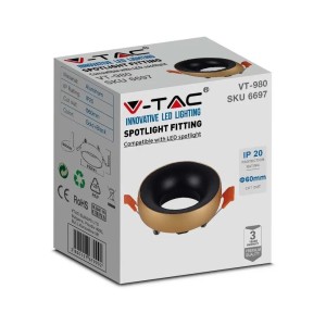 Oczko V-TAC GU10 Wpuszczane Okrągłe Białe+Czarny VT-980 3 Lata Gwarancji