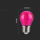 Żarówka LED V-TAC 2W Filament E27 Kulka G45 Kolor VT-2132 Różowy 60lm