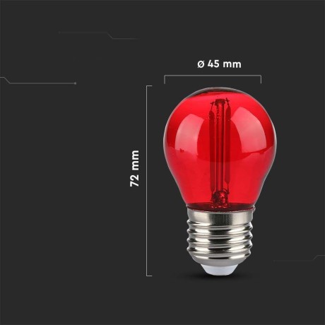Żarówka LED V-TAC 2W Filament E27 Kulka G45 Kolor VT-2132 Czerwony 60lm