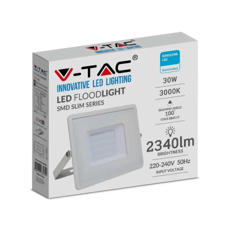 Projektor LED V-TAC 30W SAMSUNG CHIP Biały VT-30 4000K 2340lm 5 Lat Gwarancji