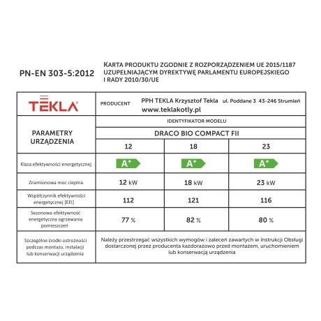 Kocioł Tekla DRACO BIO COMPACT 18 kW 5 KLASA