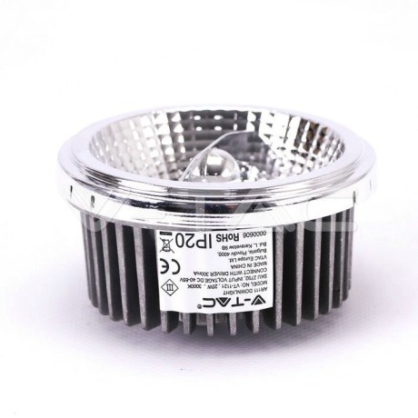 20w ar111 led changeable reflector spotlight 4000k 40`d/20`d-silver