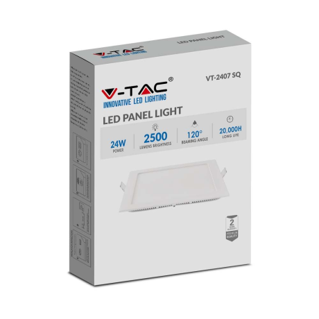Panel led v-tac premium downlight 24w kwadrat 300x300 vt-2407 6000k 2000lm