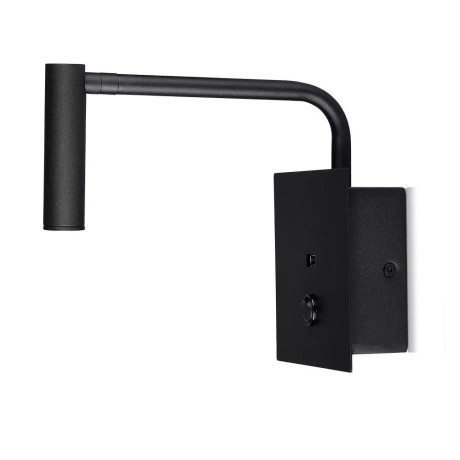 3W LED HOTEL SIDE LIGHT(WALL LAMP)WITH SWITCH&USB PORT 3000K-BLACK