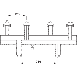Double-circuit pump group distributor GPO DN20 125 mm