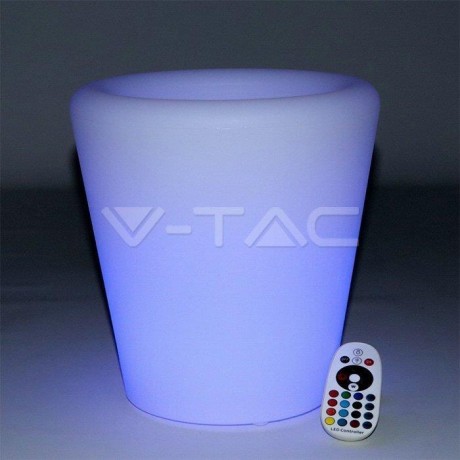 Garden luminaire V-TAC LED Flower pot Container 28cm Charging Remote control VT-7805 RGBW 18lm