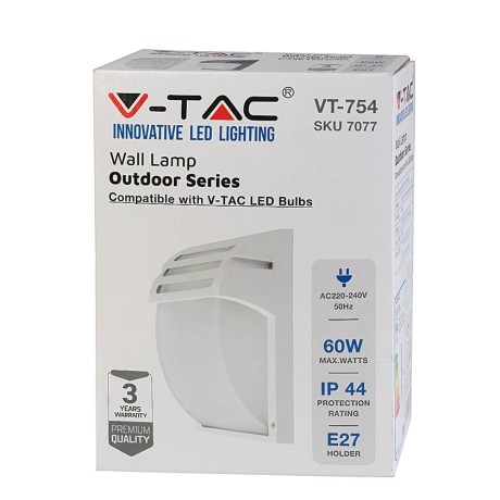 Garden wall lamp V-TAC Glass White Mat VT-754